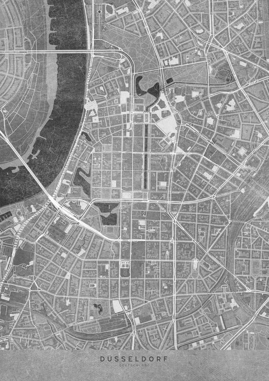 Illustration Gray vintage map of Düsseldorf downtown