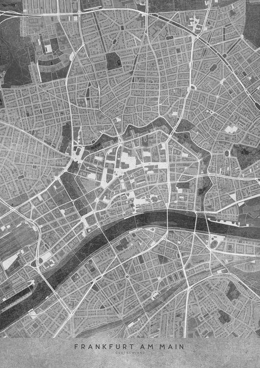 Illustration Gray vintage map of Frankfurt downtown