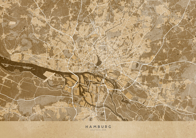 Illustration Sepia vintage map of Hamburg Germany
