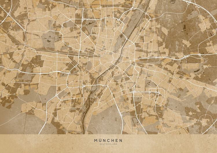 Illustration Sepia vintage map of Munich München Germany