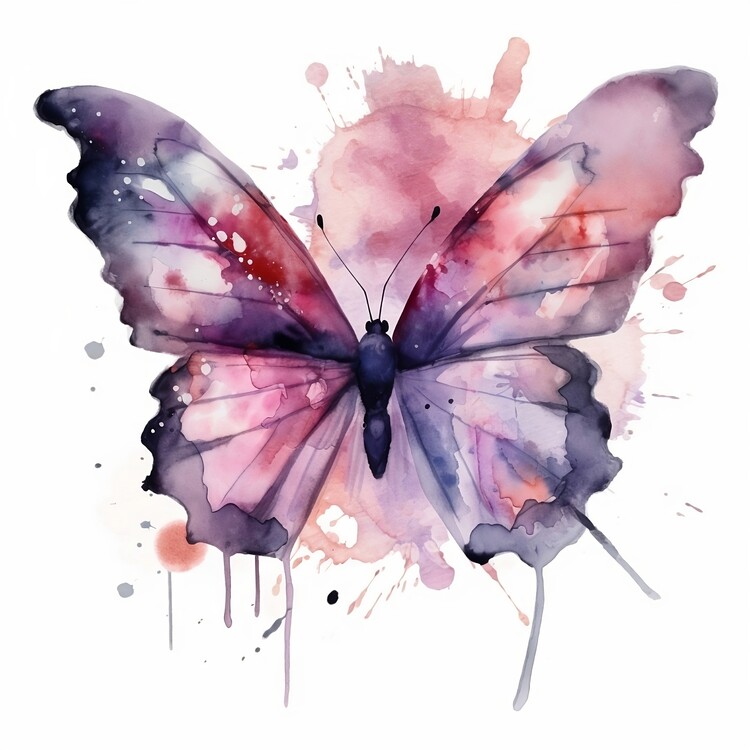 Konstnärliga Illustration Butterfly Watercolor Europosters 