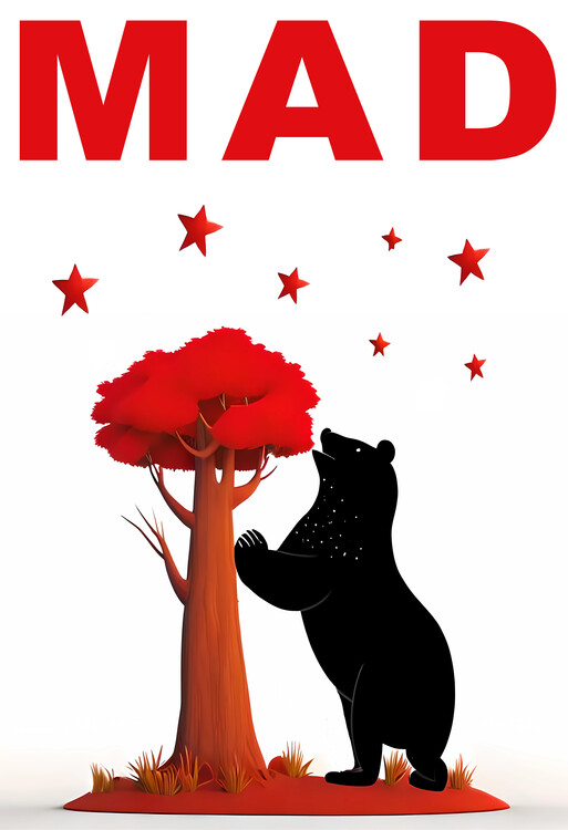 Illustration MADRID- Spain: The icons: MAD, Bear, Tree, Seven Stars & Red