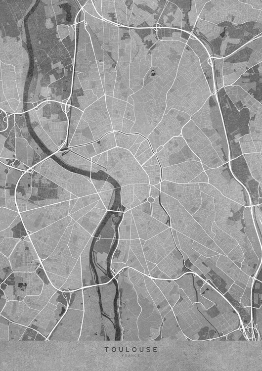 Ilustrácia Gray vintage map of Toulouse (France)