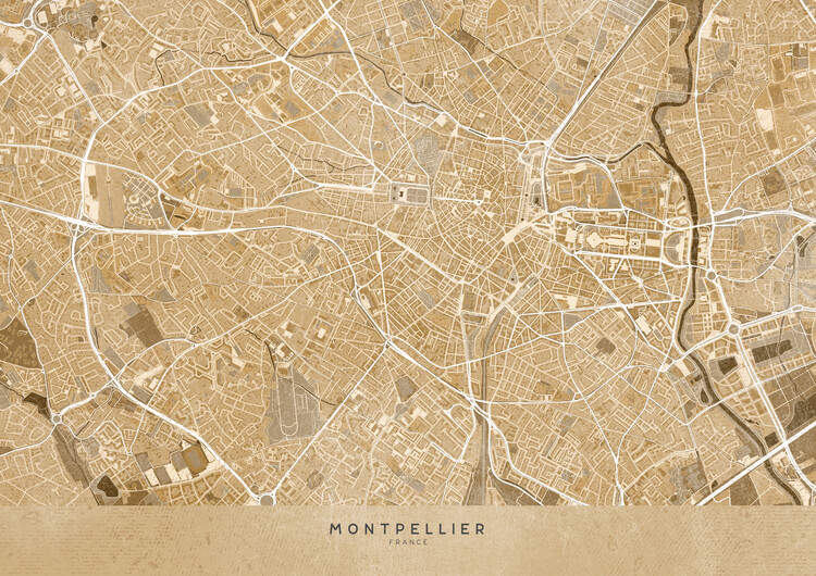 Kuva Sepia vintage map of Montpellier(France)