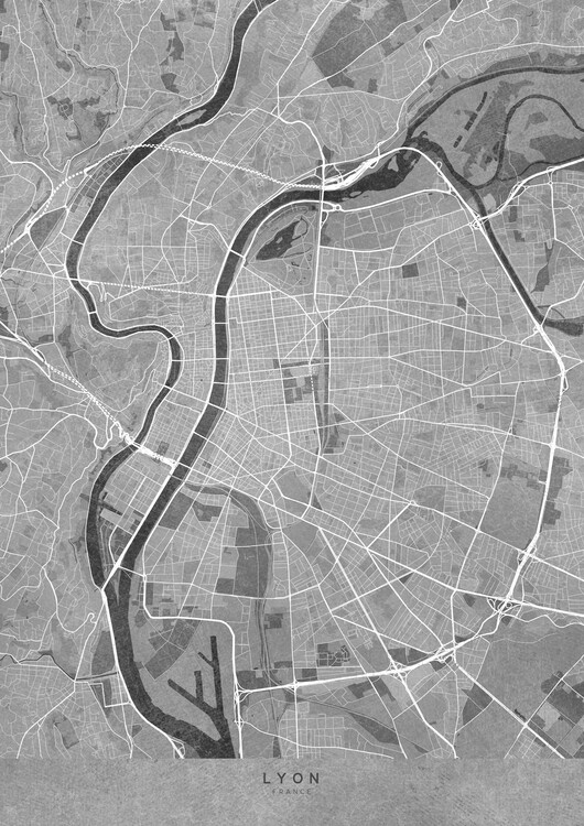 Ilustracja Gray vintage map of Lyon (France)