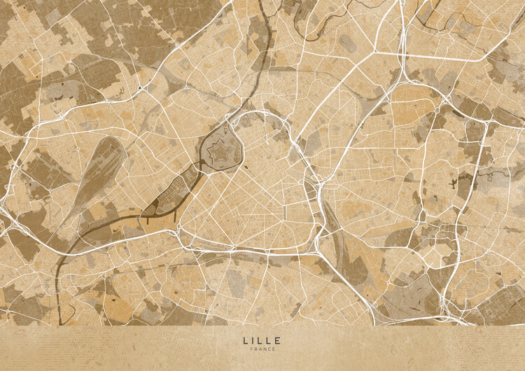 Illustration Sepia vintage map of Lille (France)