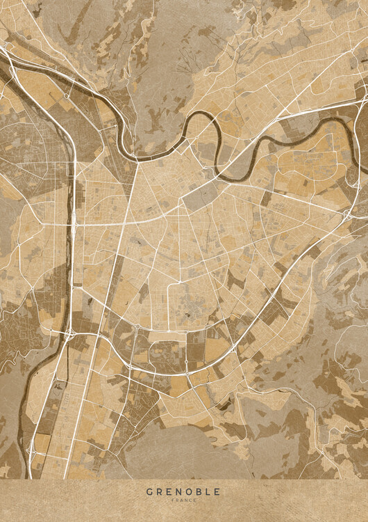 Ilustrace Sepia vintage map of Grenoble (France)