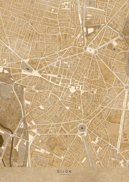 Kuva Sepia vintage map of Dijon downtown(France)