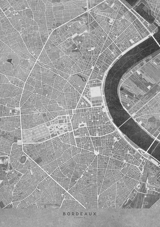 Illustration Gray vintage map of Bordeaux downtown (France)