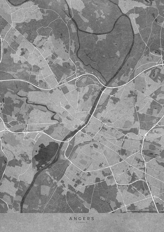 Illustration Gray vintage map of Angers (France)