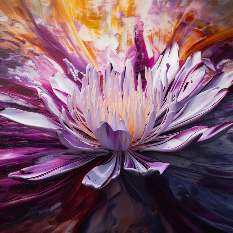 Canvas Print Purple and white lotus oil painting