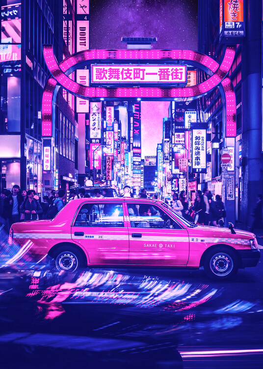 Illustration taxis in japan