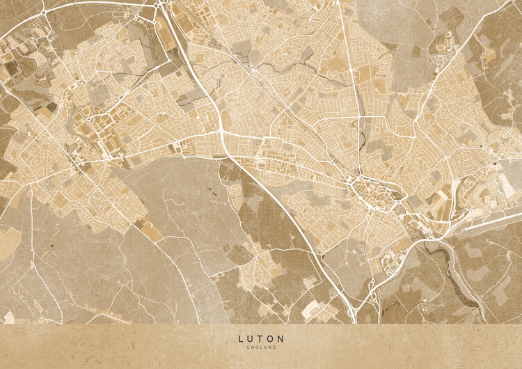 Kuva Map of Luton (England) in sepia vintage style