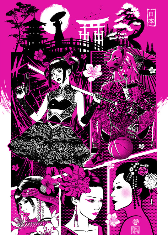 Illustration Pink geisha