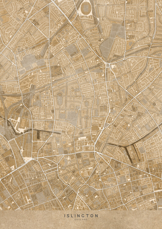 Kuva Map of Islington (England) in sepia vintage style