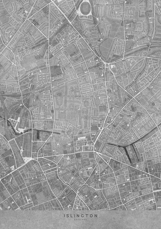 Ilustratie Map of Islington (England) in gray vintage style