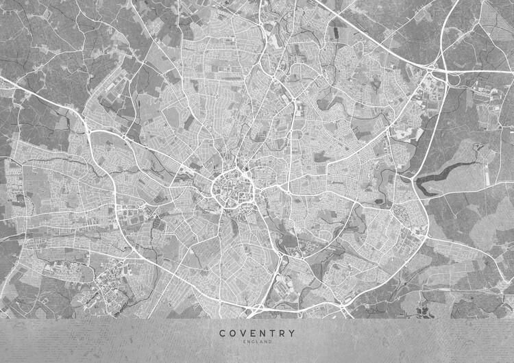 Stadtkarte Map of Coventry (England) in gray vintage style