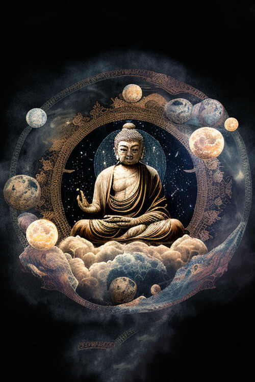 Quadro buddha Buda vintage floreale - TenStickers