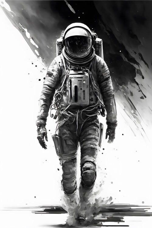 Illustration Astronaut black and white