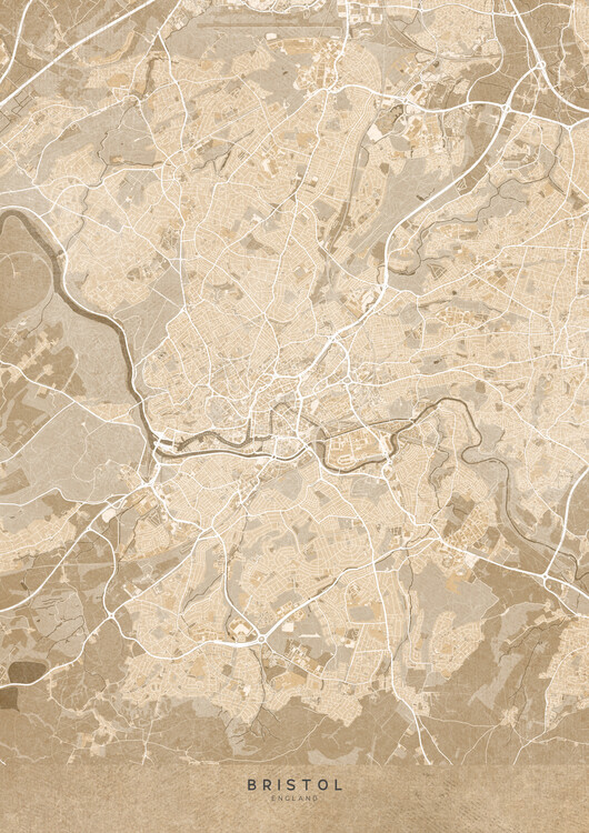 Stadtkarte Map of Bristol (England) in sepia vintage style