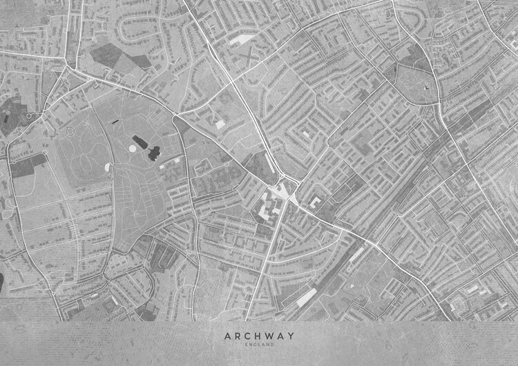 Map Map of Archway (England) in sepia vintage style