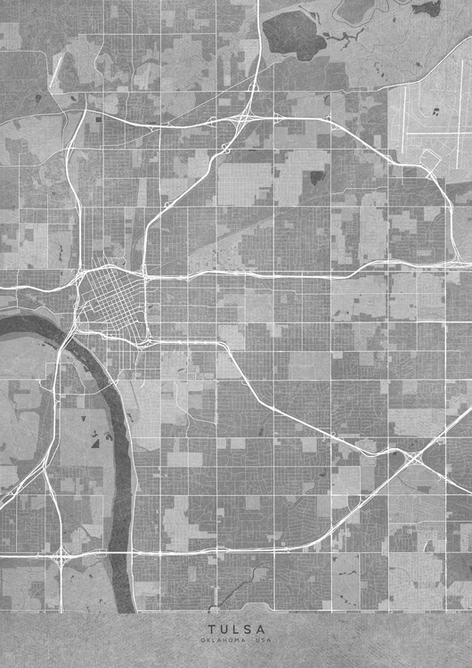 Mapa Map of Tulsa (Oklahoma) in gray vintage style