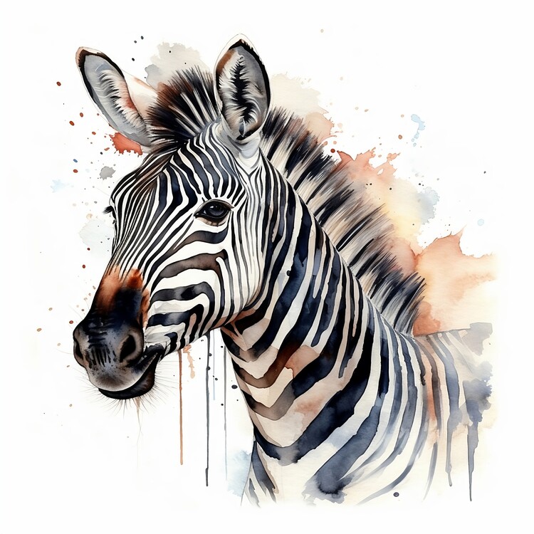 Illustration Watercolor illustration of Rainbow Zebra