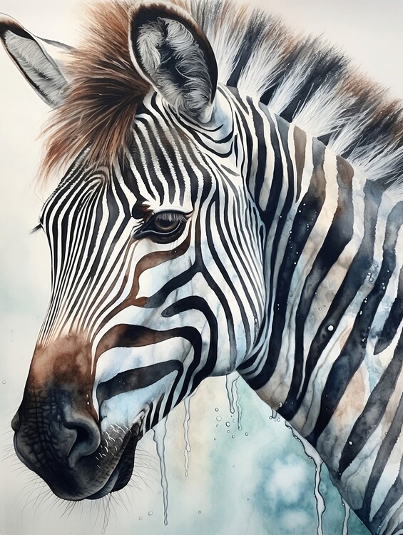 Canvas Print Watercolor Zebra