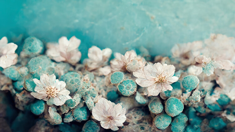 Art Photography Dry Flowers on Turquoise Background