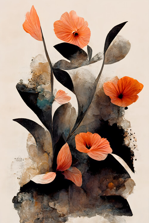 Ilustrace Abstract Flowers, Treechild, 26.7x40 cm