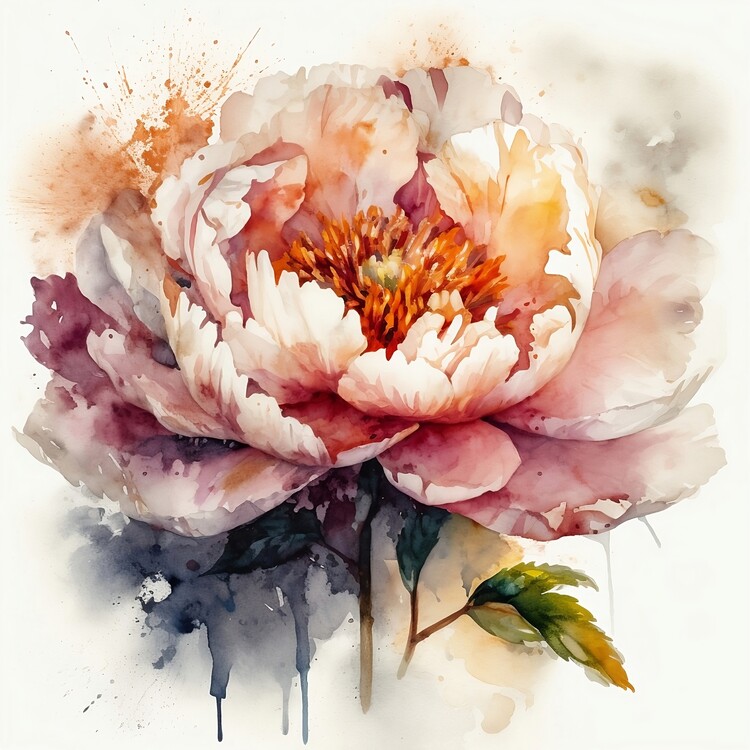 Ilustrace watercolour painting of Split-Complementary-Colors Peony,