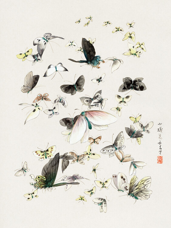 Taidejäljennös Butterflies & Moths (2 of 2) - Katsushika Hokusai