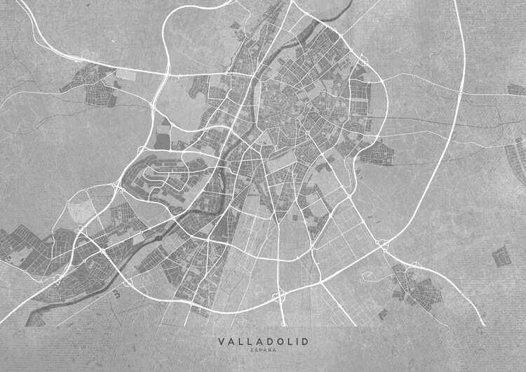 Karta Map of Valladolid (Spain) in gray vintage syle