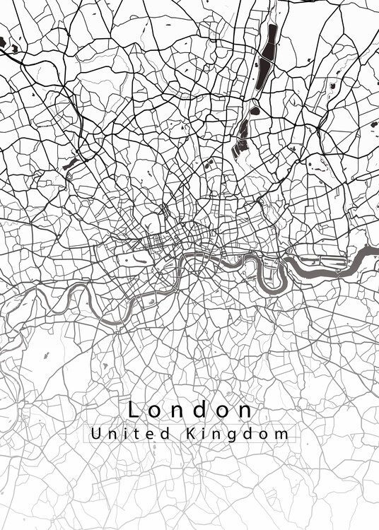 Canvas Print London United Kingdom City Map white
