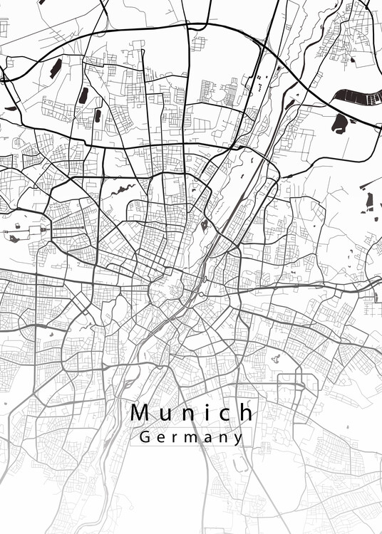 Map Munich Germany City Map white