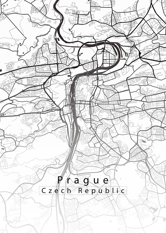Harta Prague Czech Republic City Map white