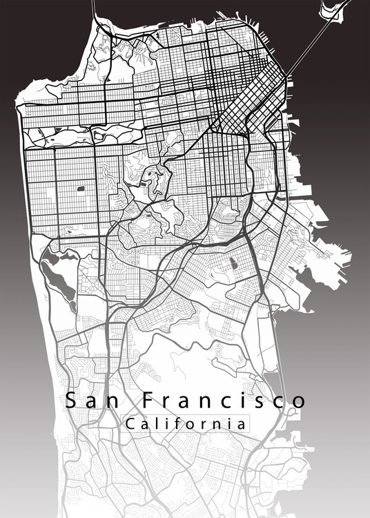 Map San Francisco California City Map white