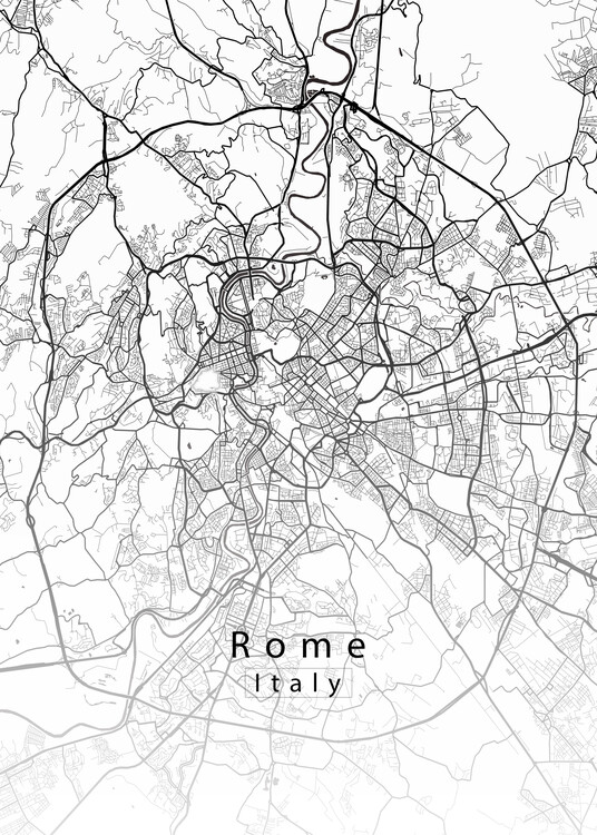 Map Rome Italy City Map white