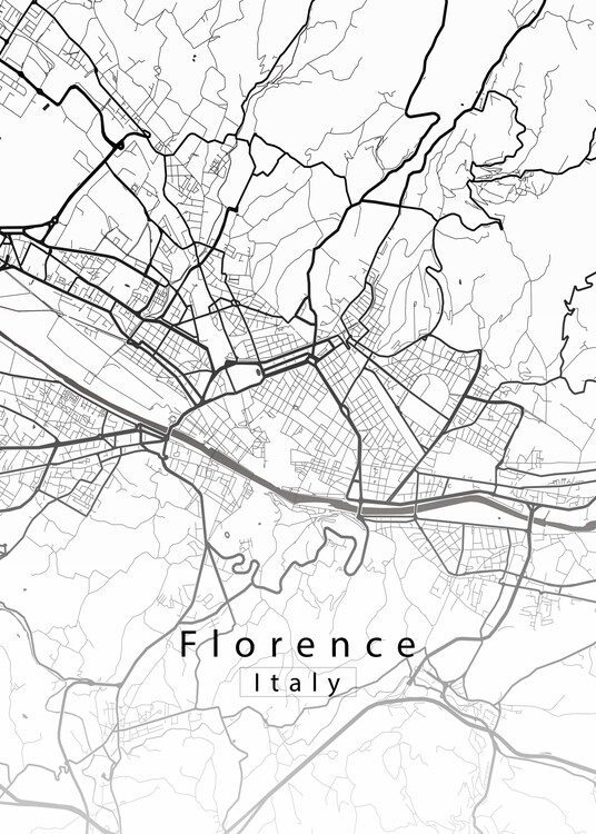 Mapa Florence Italy City Map white
