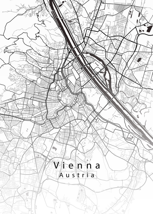 Mapa Vienna Austria City Map white