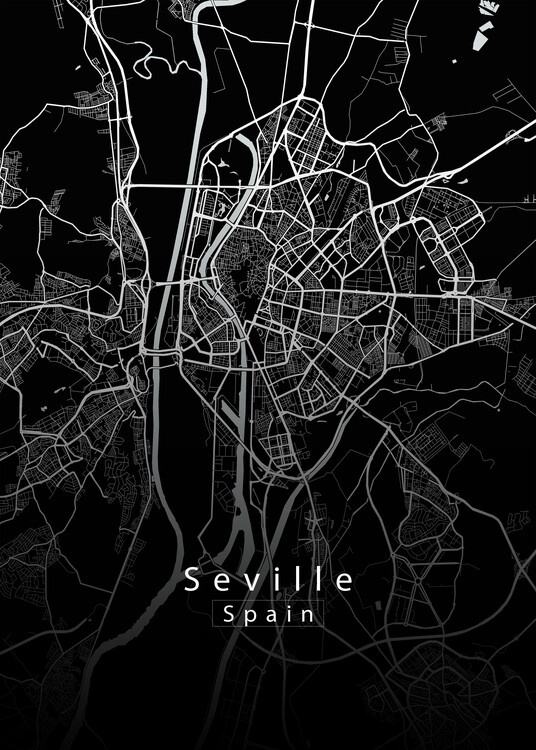 Illustration Seville Spain City Map dark