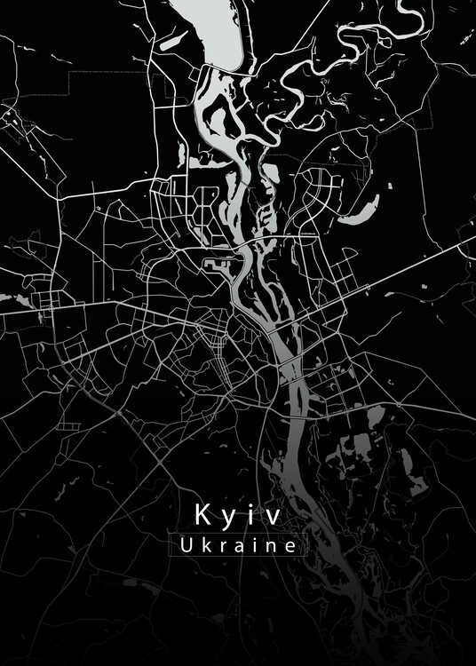 Mapa Kyiv Ukraine City Map dark
