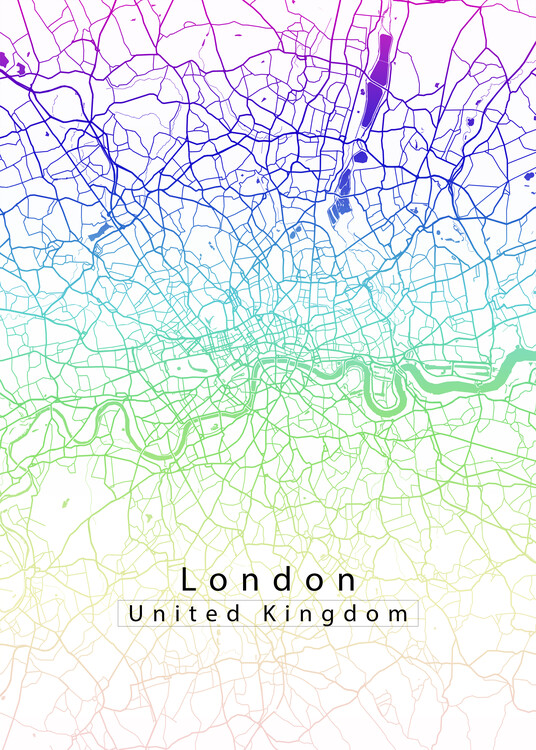 Canvas Print London United Kingdom City Map rainbow