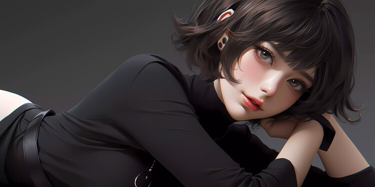 Ilustrace The Art of Japanese Beauty: Fashion Model in Stunning Pose
