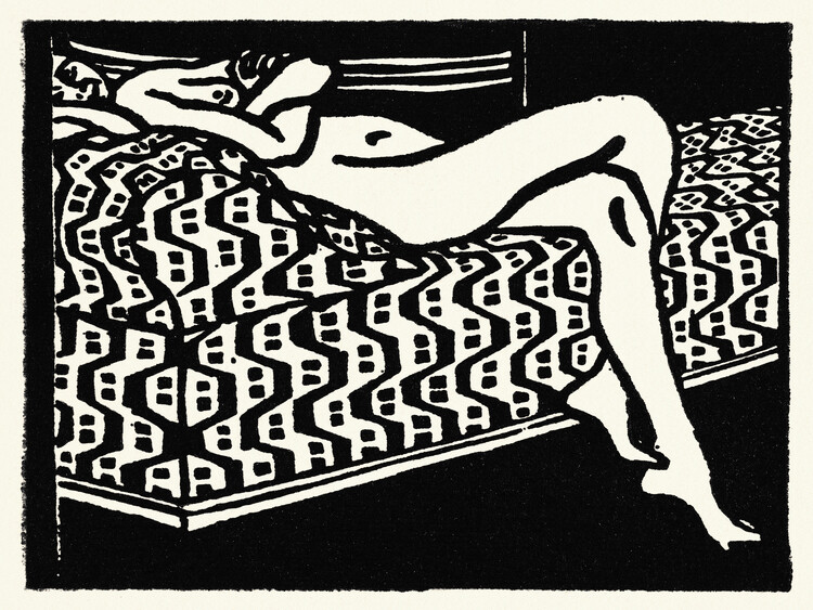 Obraz na plátně Nude Girl Lying on a Sofa - Ernst Ludwig Kirchner