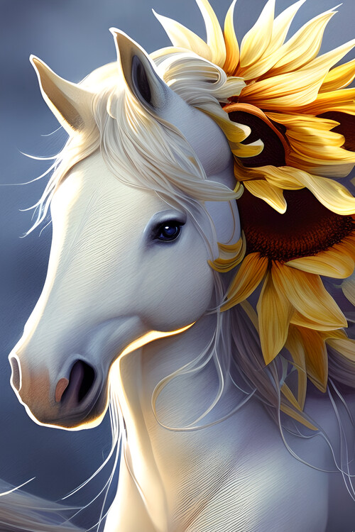 Illustration Botanical White Horse