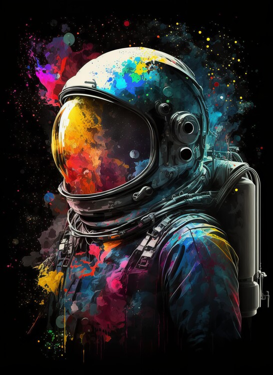 Illustration Colorful Astronaut in the Galaxy Space