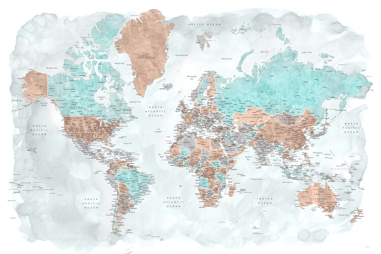 Map Mapamundi con etiquetas en español Hart