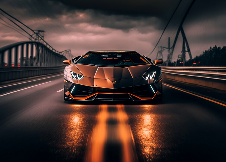 Ilustracija Sportcar drive on the bridge