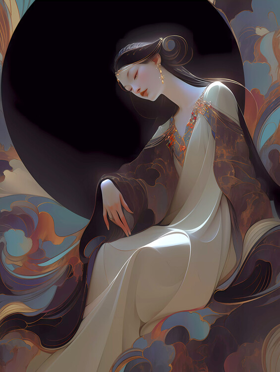 Illustration The Ethereal Robe of a Geisha Girl: Japanese fashion